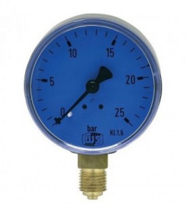 Manometre reducteur de pression hydraulique sans amorti glycerine 0-25bar 63 mm 1/4 dessous