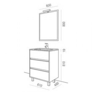 Meuble 60 cm Gris mat 3 tiroirs SALGAR ARENYS