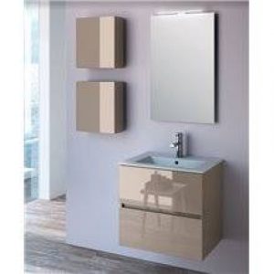 Meuble 60 cm Taupe brillant 2 tiroirs SALGAR…