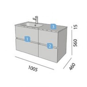 Meuble 60+40 cm Bois Alsace 2 tiroirs SALGAR…