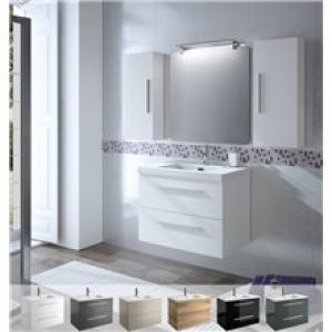 Meuble 80 cm Gris brillant 2 tiroirs FUSSION…