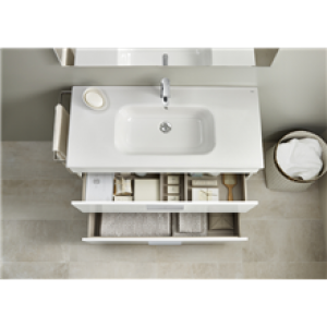 Meuble blanc 60 cm compacte 2 tiroirs Debba Roca