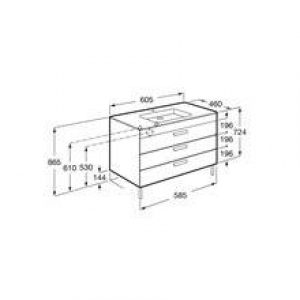 Meuble chêne 60 cm 3 tiroirs Debba Roca