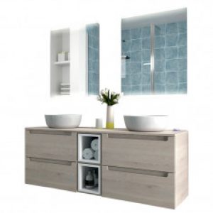 Meuble de salle de bain et miroir MONTERREY 1450 Naturel – Salgar