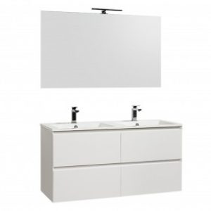 Meuble de salle de bains blanc – double vasque – 120 cm – Sia