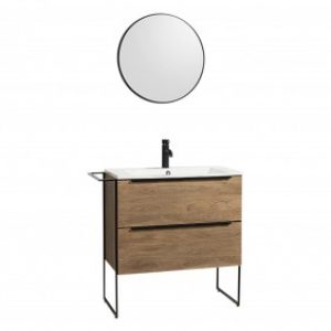 Meuble de salle de bains – et miroir – 80 cm Lux  – plan résine