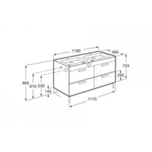Meuble gris 120 cm 4 tiroirs Debba Roca