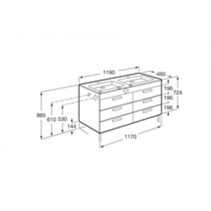 Meuble gris 120 cm 6 tiroirs Debba Roca