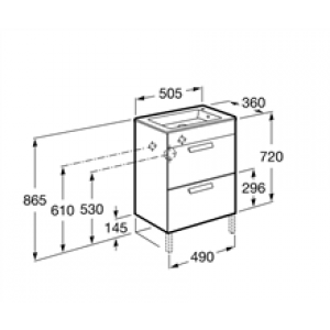 Meuble gris 50 cm compact 2 tiroirs Debba Roca