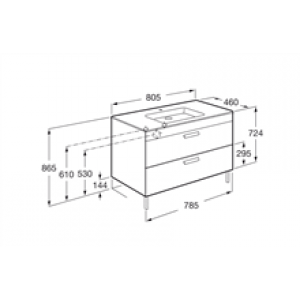 Meuble gris 80 cm 2 tiroirs Debba Roca