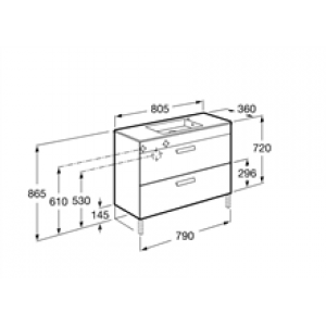 Meuble gris 80 cm compact 2 tiroirs Debba Roca