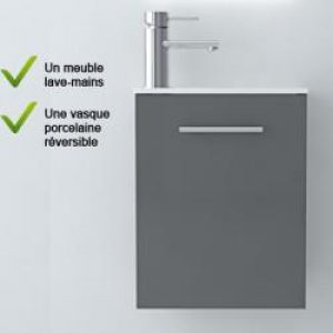Meuble lave-mains et  vasque Laqué Gris Brillant  – SALGAR MICRO 22521