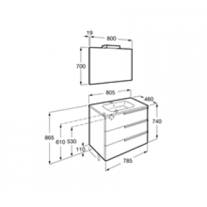 Meuble Pack Family gris 80 cm Victoria-N Roca