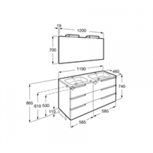 Meuble Pack Family wengé 120 cm Victoria-N Roca