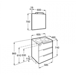 Meuble Pack Family wengé 60 cm Victoria-N Roca