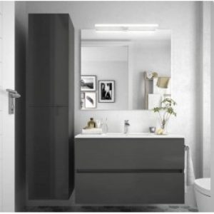 Meuble salle de bain suspendu 2 tiroirs FUSSION LINE 900 Gris Brillant – SALGAR 23330