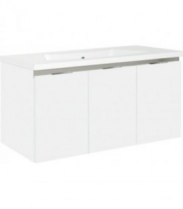 Meuble sous vasque + vasque blanc mat ENOVI 3 portes