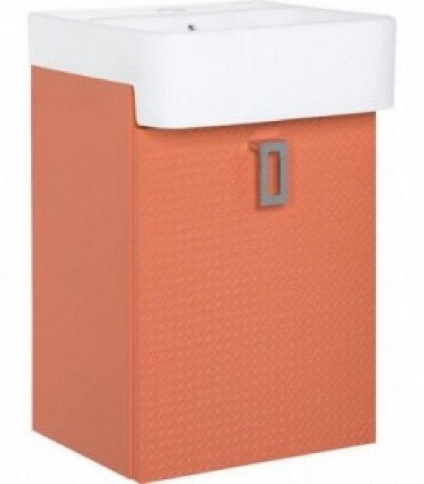 Meuble sous vasque + vasque céramique EDMA 1 porte, cerise, butée droite, 355x550x278/355