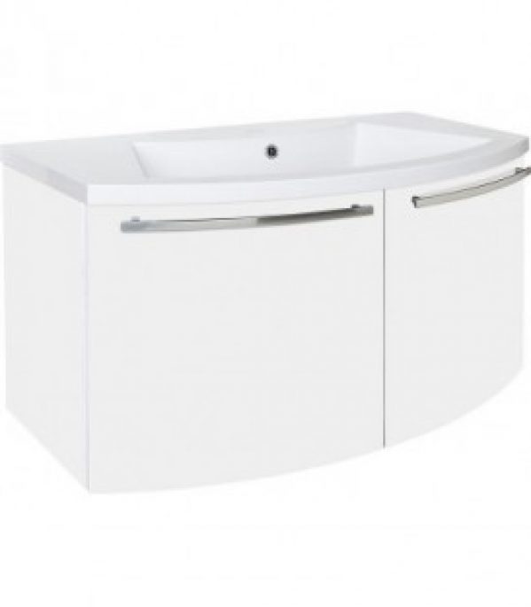 Meuble sous vasque + vasque ELONIA, blanc brillant, 2 portes 960x535x375/510