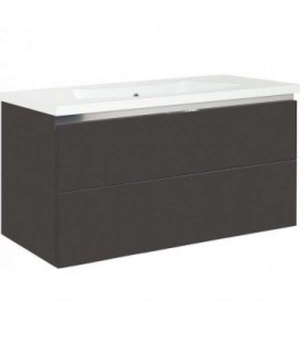 Meuble sous vasque + vasque ENOVI, anthracite mat 2 tiroirs