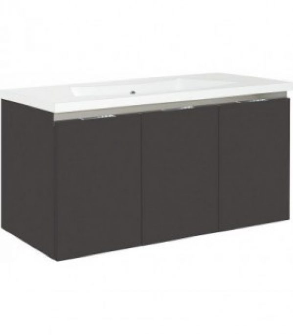 Meuble sous vasque + vasque ENOVI, anthracite mat 3 portes