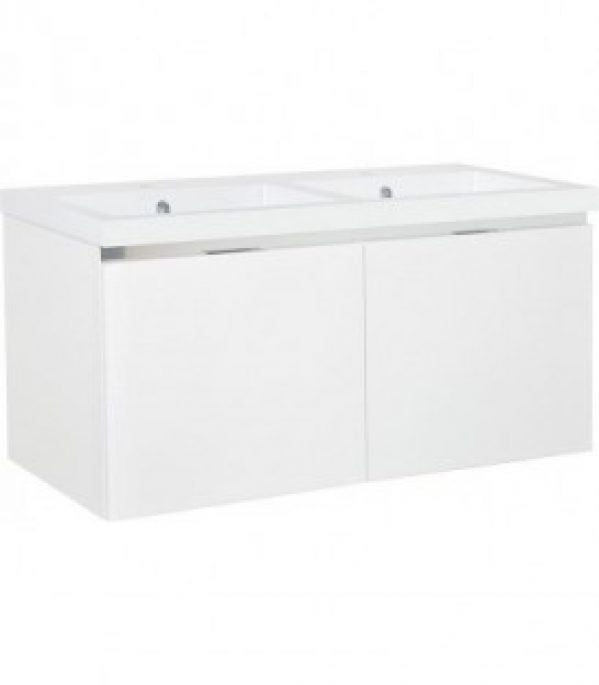 Meuble sous vasque + vasque fonte EPIC 2xtiroirs, blanc brillant 1210x580x510 mm