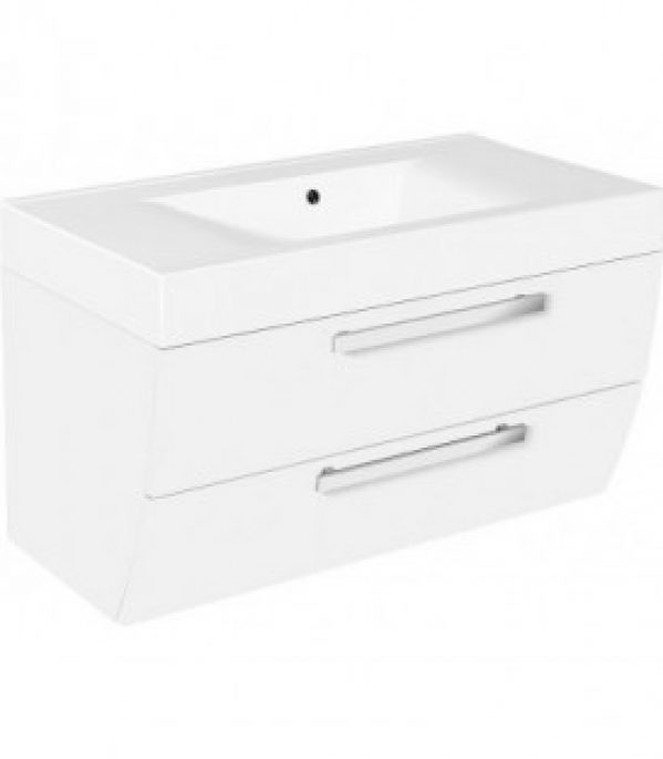 Meuble sous vasque + vasque minerale anthracite mat, 2 tiroirs, 900x544x500mm