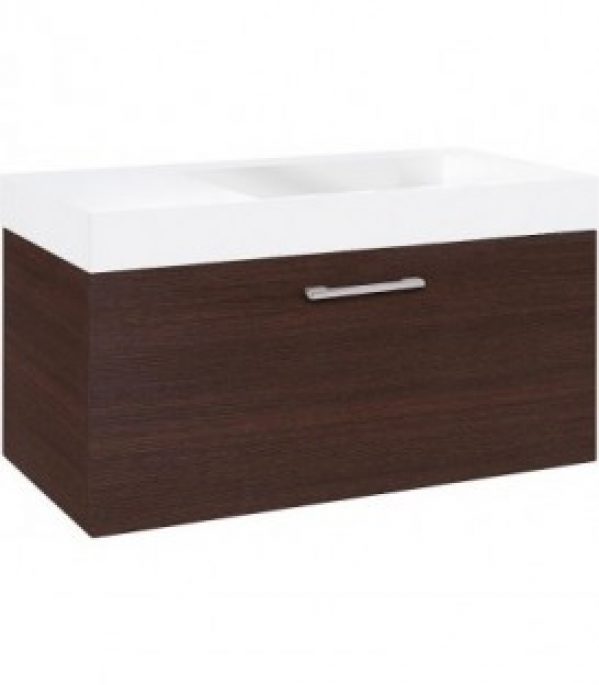 Meuble sous vasque+vasque fonte minérale ELISA, chene foncé, 1 tiroir 905x534x505 mm