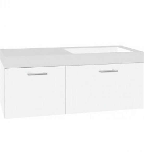 Meuble sous vasque+vasque fonte minérale EMPI,blanc brillant,2 tiroirs 1205x534x508 mm