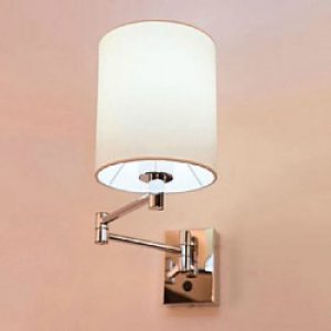 Mini applique murale moderne en métal chromé et abat-jour en tissu 30 cm de hauteur