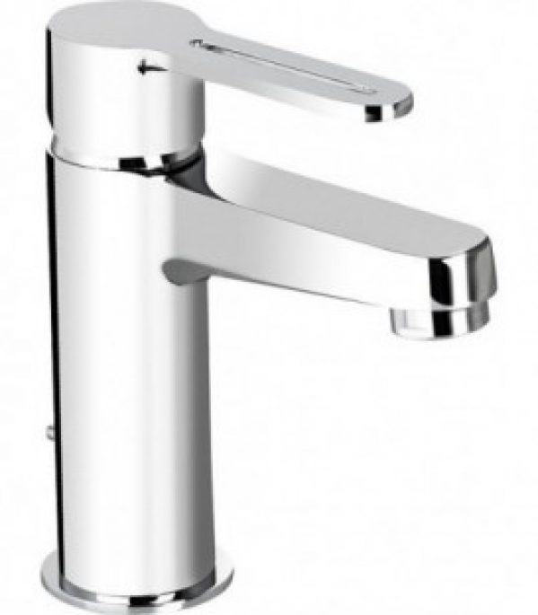 Mitigeur de lavabo Enzan avec écoulement chromé, saillie 107 mm