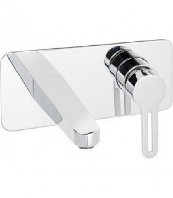 Mitigeur de lavabo mural Enzan corps de montage inclus, chromé saillie 180 mm