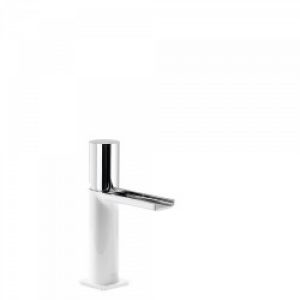 Mitigeur lavabo robinet cascade bec ouvert – TRES 20011002BLD Blanc/Chromé