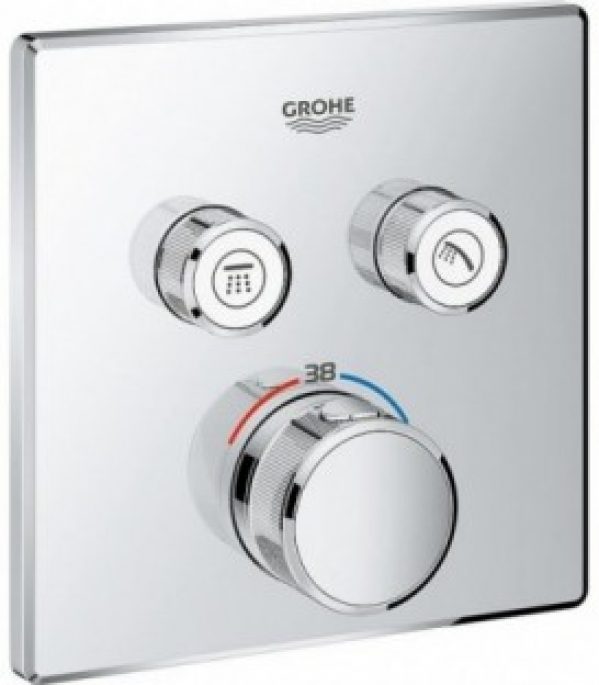 Mitigeur thermostatique encastré Grohe Grotherm, SmartControl, chromé, avec 2 vannes d’arret