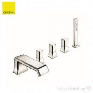 Mélangeur sur gorge 5 trous pour bain/douche ITALY Chromé + douchette – CRISTINA ONDYNA IT12151
