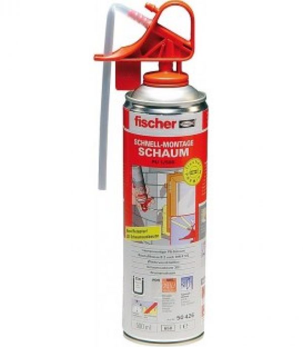 Mousse de montage rapide polyuréthane type PU 1/500 Fischer contenu 500 ml