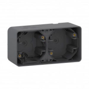 Mureva Styl – Boîte 2 postes horizontaux – montage saillie – IP55 – IK08 – gris