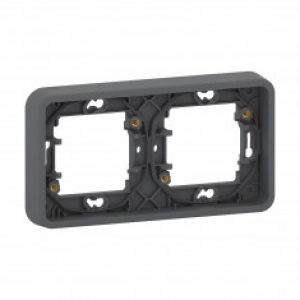 Mureva Styl – Cadre 2 postes horizontaux – montage encastré – IP55 – IK08 – gris