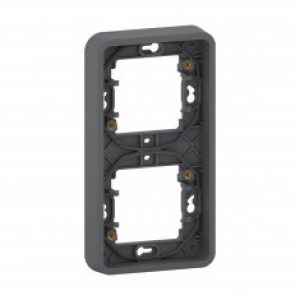 Mureva Styl – Cadre 2 postes verticaux – montage encastré – IP55 – IK08 – gris