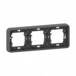 Mureva Styl – Cadre 3 postes horizontaux – montage encastré – IP55 – IK08 – gris