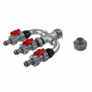 Nez robinet de jardin mâle 3 sorties avec vannes filetage 1&Prime; ou 3/4