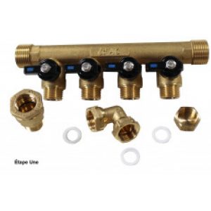 Pack collecteur sanitaire eau-froide 3/4 » (20/27) 4 départs mâle 1/2&Prime; (15/21) – alimentation PEH…