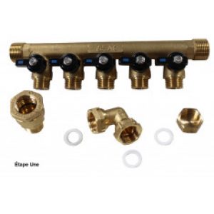 Pack collecteur sanitaire eau-froide 3/4 » (20/27) 5 départs mâle 1/2&Prime; (15/21) – alimentation PEH…