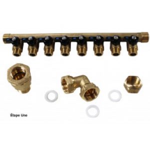 Pack collecteur sanitaire eau-froide 3/4 » (20/27) 8 départs mâle 1/2&Prime; (15/21) – alimentation PEH…