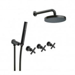 Pack douche mélangeur 3 trous encastrée EXECUTIVE Blackmat (2 sorties) – Cristina Ondyna EV11013