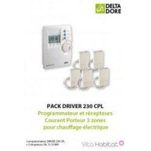 Pack DRIVER 230 CPL – Programmateur et récepteurs Courant Porteur 3 zones pour chauffage électrique -…