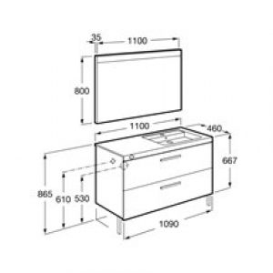 Pack meuble 110 cm deux tiroirs blanc brillant…