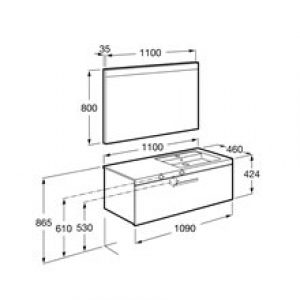 Pack meuble 110 cm un tiroir blanc brillant…