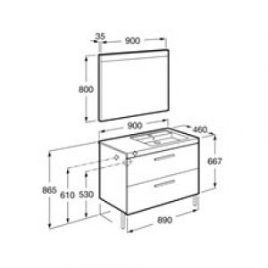 Pack meuble 90 cm deux tiroirs blanc brillant…