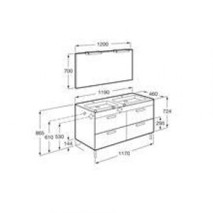 Pack meuble blanc 120 cm 4 tiroirs Debba Roca